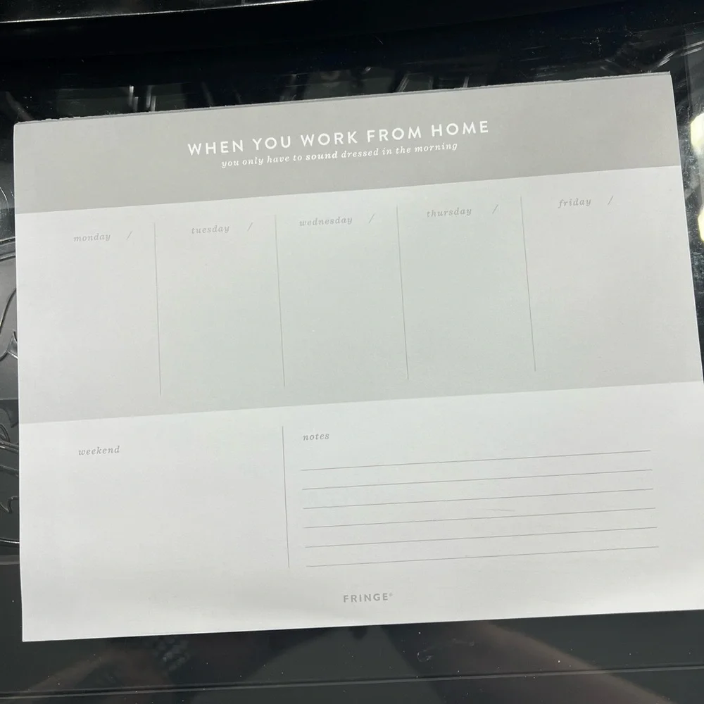 Fringe Work From Home Weekly Planner